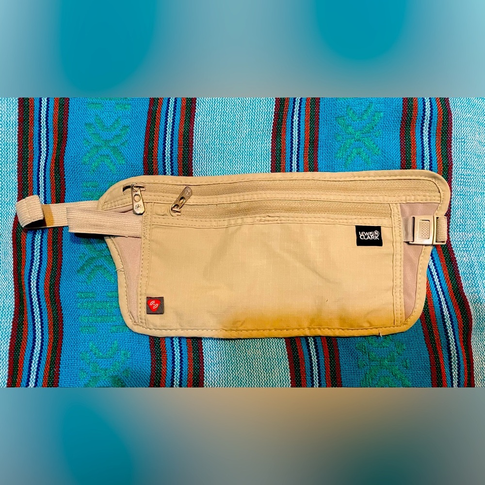 Lewis N Clark RFID-Block Waist Stash Travel Hidden Travel Wallet Taupe